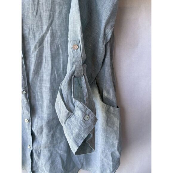 Sigrid Olsen Linen Button Down Shirt Tunic Pockets Sage green Size XL - Picture 4 of 10